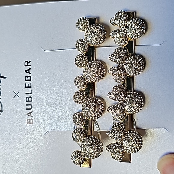 Disney x Baublebar 2 pc. Mickey & Minnie Gold & Rhinestone Hair Clips - Picture 5 of 7